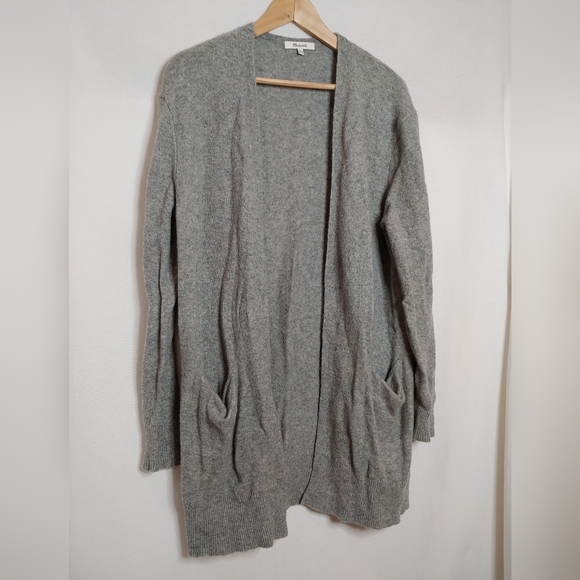 Madewell Ryder Cardigan Sweater Longline Heather Gray Medium M E0185 Wool Alpaca - Picture 4 of 9